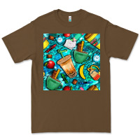 Cacao school boy coffe cup with camouflage seamless pattern bbs Premium Tee - BundleAndBundleShop