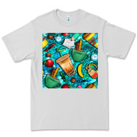 Dove Grey school boy coffe cup with camouflage seamless pattern bbs Premium Tee - BundleAndBundleShop