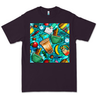 Plum school boy coffe cup with camouflage seamless pattern bbs Premium Tee - BundleAndBundleShop