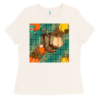 Fall Boot Seamless Pattern Ladies Tee | Teevron