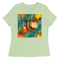 Matcha fall boot seamless pattern Ladies Tee - BundleAndBundleShop