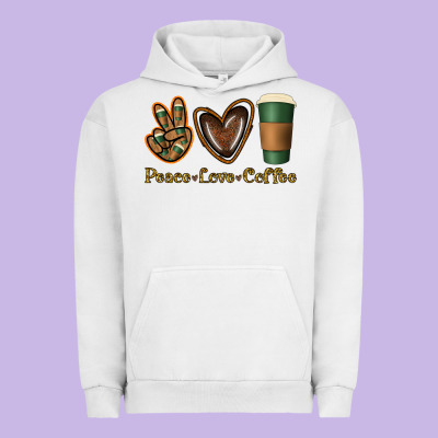 Peace Love Coffee Urban Hoodie Designed By Jasminsmagicworld