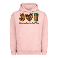 Pigment Salmon peace love coffee Urban Hoodie - Jasminsmagicworld
