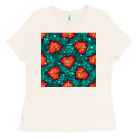 Fall Leaves Seamless Pattern Ladies Tee | Teevron