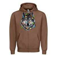 Chestnut Christmas with wolf Zipper Hoodie - RanaPortraitStore