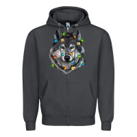 Smoke Christmas with wolf Zipper Hoodie - RanaPortraitStore