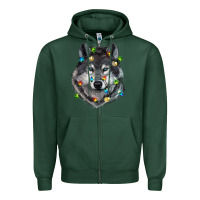 Sports Green Christmas with wolf Zipper Hoodie - RanaPortraitStore