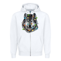 White Christmas with wolf Zipper Hoodie - RanaPortraitStore