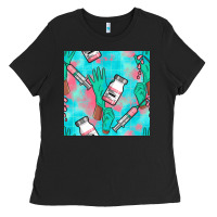 Black Nurse Gloves Seamless Pattern Ladies Tee - BundleAndBundleShop
