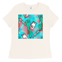 Bone Nurse Gloves Seamless Pattern Ladies Tee - BundleAndBundleShop