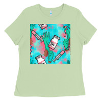 Matcha Nurse Gloves Seamless Pattern Ladies Tee - BundleAndBundleShop