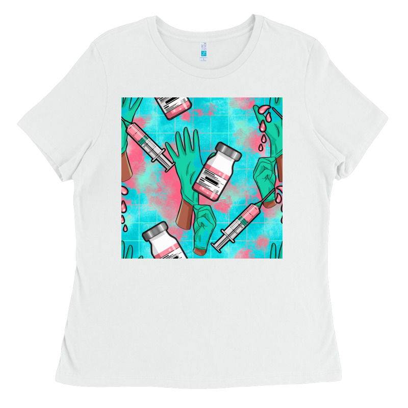 Nurse Gloves Seamless Pattern Ladies Tee by BundleAndBundleShop | Teevron