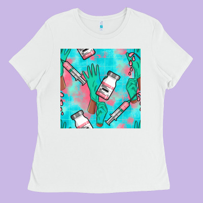 Nurse Gloves Seamless Pattern Ladies Tee Designed By Bundleandbundleshop