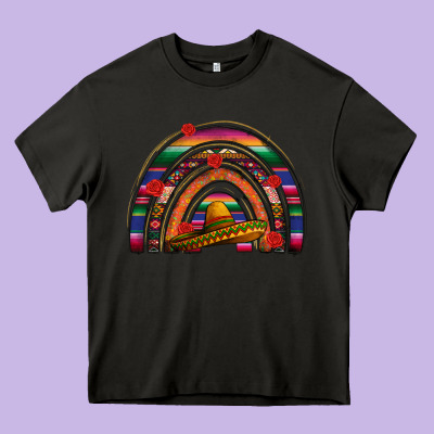 Mexico Rainbow Heavy Core Tee Designed By Fadigitalartstudio