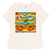 Bone Pumpkin And Glitter Seamless Pattern Ladies Tee - BundleAndBundleShop