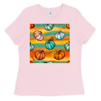 Pumpkin And Glitter Seamless Pattern Ladies Tee | Teevron