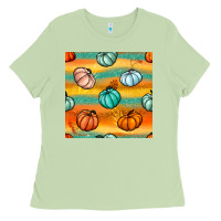 Matcha Pumpkin And Glitter Seamless Pattern Ladies Tee - BundleAndBundleShop