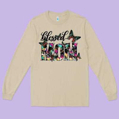 Blessed Mom Long Sleeve Tee Designed By Sublimationcraftshop