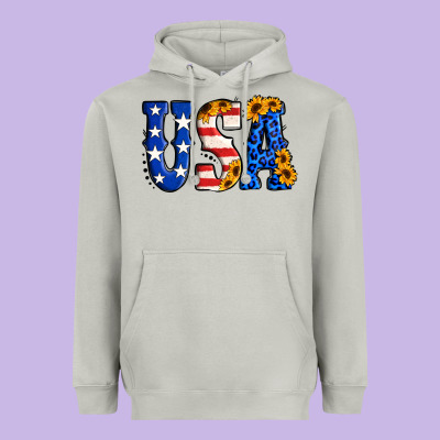 Usa Western Font Heavyweight Hoodie Designed By Jasminsmagicworld