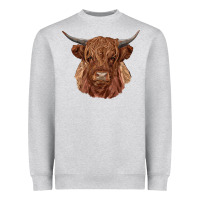 Heather Grey highland cow Heavyweight Sweatshirt - RanaPortraitStore