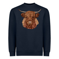 Navy highland cow Heavyweight Sweatshirt - RanaPortraitStore