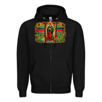 Black lady of guadalupe serape background Zipper Hoodie - Jasminsmagicworld