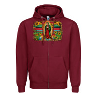 Burgundy lady of guadalupe serape background Zipper Hoodie - Jasminsmagicworld