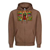 Chestnut lady of guadalupe serape background Zipper Hoodie - Jasminsmagicworld