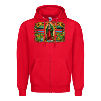 Red lady of guadalupe serape background Zipper Hoodie - Jasminsmagicworld