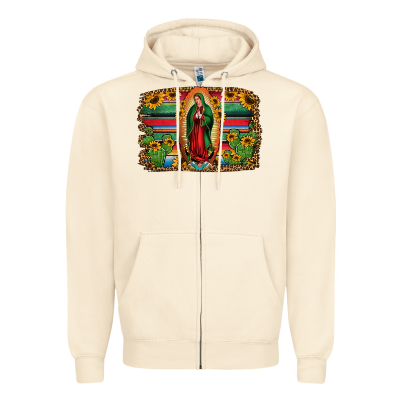 Lady Of Guadalupe Serape Background Zipper Hoodie by Jasminsmagicworld | Teevron