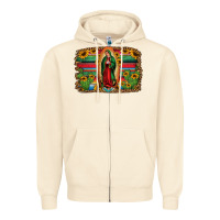Sandshell lady of guadalupe serape background Zipper Hoodie - Jasminsmagicworld