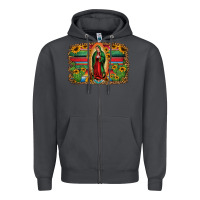 Smoke lady of guadalupe serape background Zipper Hoodie - Jasminsmagicworld