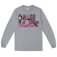 Heather Grey Nail hustler Long Sleeve Tee - SublimationCraftShop