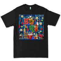 Black christmas ho ho ho with coffee cups and ornaments with plaid seamless  Premium Tee - BundleAndBundleShop