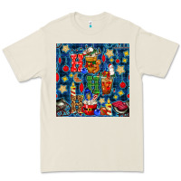 Bone christmas ho ho ho with coffee cups and ornaments with plaid seamless  Premium Tee - BundleAndBundleShop