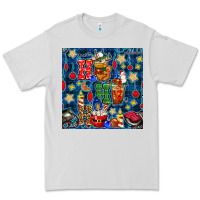 Dove Grey christmas ho ho ho with coffee cups and ornaments with plaid seamless  Premium Tee - BundleAndBundleShop