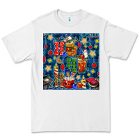 White christmas ho ho ho with coffee cups and ornaments with plaid seamless  Premium Tee - BundleAndBundleShop
