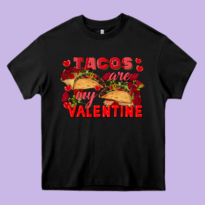 Tacos Are My Valentine Valentine's Day Heavy Core Tee Designed By Fadigitalartstudio