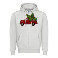 Dove Grey Christmas Trees With Truck Zipper Hoodie - RanaPortraitStore