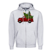 Heather Grey Christmas Trees With Truck Zipper Hoodie - RanaPortraitStore