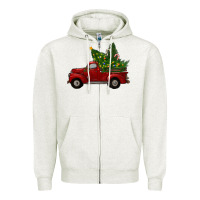 Oatmeal Heather Christmas Trees With Truck Zipper Hoodie - RanaPortraitStore