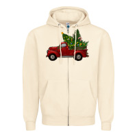 Sandshell Christmas Trees With Truck Zipper Hoodie - RanaPortraitStore