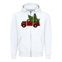 White Christmas Trees With Truck Zipper Hoodie - RanaPortraitStore