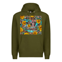 Army Green baby pigs with leopard cowhide and sunflowers Premium Hoodie - Artiststas
