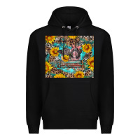 Black baby pigs with leopard cowhide and sunflowers Premium Hoodie - Artiststas