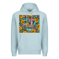 Blue Mist baby pigs with leopard cowhide and sunflowers Premium Hoodie - Artiststas