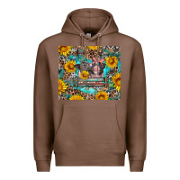 Chestnut baby pigs with leopard cowhide and sunflowers Premium Hoodie - Artiststas