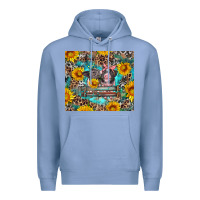 Colony Blue baby pigs with leopard cowhide and sunflowers Premium Hoodie - Artiststas