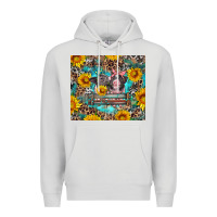 Dove Grey baby pigs with leopard cowhide and sunflowers Premium Hoodie - Artiststas