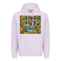 Lilac baby pigs with leopard cowhide and sunflowers Premium Hoodie - Artiststas